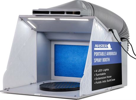 Master Airbrush Portable Hobby Airbrush Paint Spray Booth Kit with 4 LED