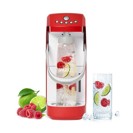 Spärkel Beverage System | Cherry Red Sparkling Water Maker | No CO2 Tank Needed
