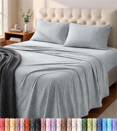 Utopia Bedding Queen Sheet Set - Jersey Knit Sheets 4 Piece – Cotton – Soft