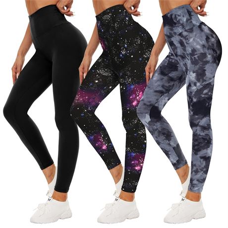 QGGQDD 3 Pack Black High Waisted Leggings for Women - Soft Workout Yoga