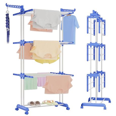 Clothes Drying Rack,Folding Clothes Rail Storage Rack, 4 Tier Clothes Horses