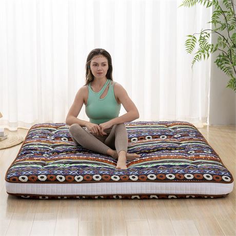 Japanese Floor Futon Mattress Extra Thick Folding Roll Up Bed Topper Mat for