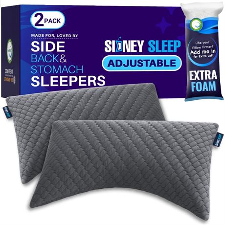 Sidney Sleep Set of 2 Queen Size Bed Pillows for Side and Back Sleepers -