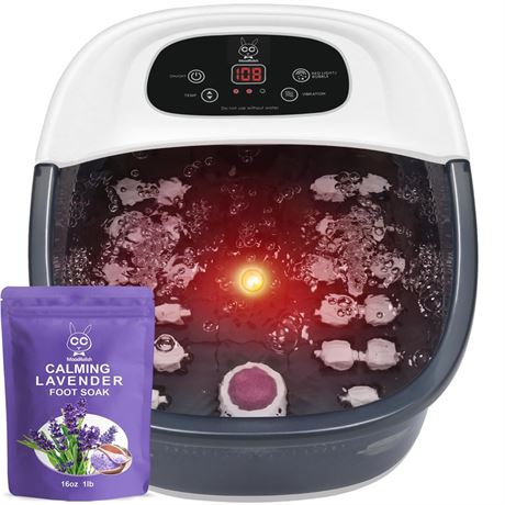 Foot Spa Bath Massager with Heat Bubbles and Vibration Massage and Jets, 16 OZ