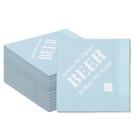 qiqee Beer Cocktail Napkins 5 * 5inch Funny Light Blue Disposable Beverage