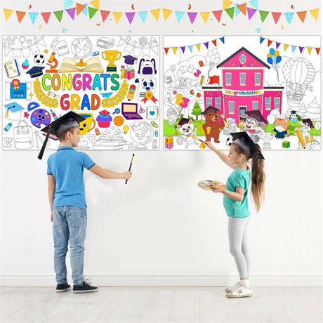 2 Pack Graduation Giant Coloring Poster Grad Big Jumbo Kids Coloring Tablecloth