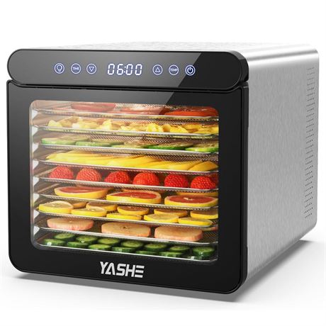 YASHE Food Dehydrator for Jerky, 9 Stainless Steel Trays Food Dehydrator