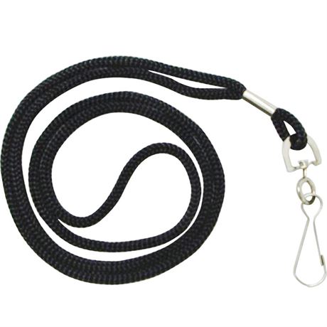 HOSL Black Nylon Lanyards, 100 Pack Bulk Office ID Card Lanyards with Swivel