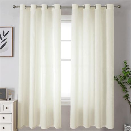 BGment Beige Sheer Curtains 72 Inch Length for Bedroom, Light Filtering Non-See