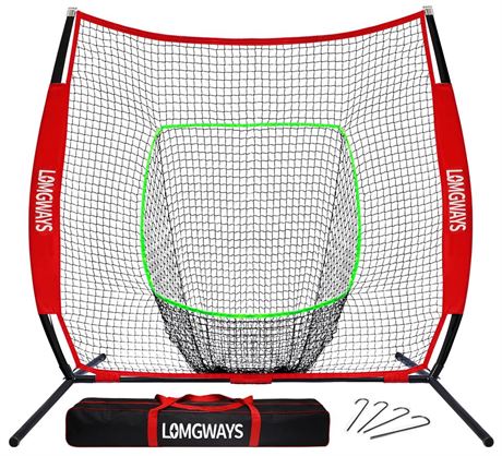 7'x7' Baseball Practice Net for Hitting and Pitching, Portable Softball Net for