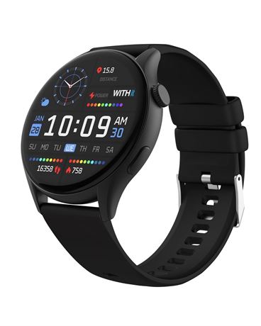 WITHit Unisex Deca Smartwatch with AMOLED Display, Black