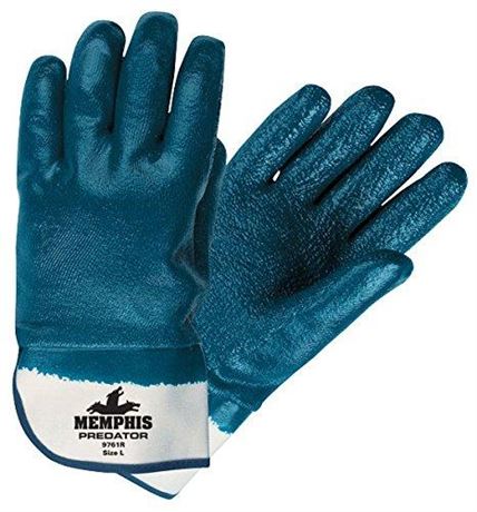 MCR Safety 9761R Predator, Blue Medium Protective Glove, Fully Coated Rough