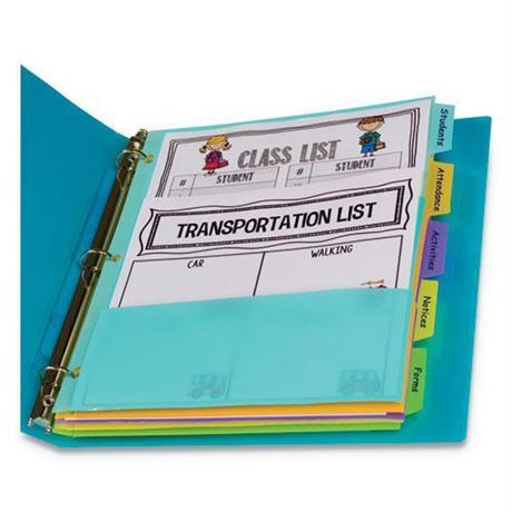 OFFSITE C-Line Bright Multi-Pocket 5-tab Index Dividers 8.5" x 11" (A4)