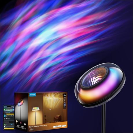Govee Uplighter Floor Lamp for Living Room, RGBIC Ripple Projector, Floor Lamp