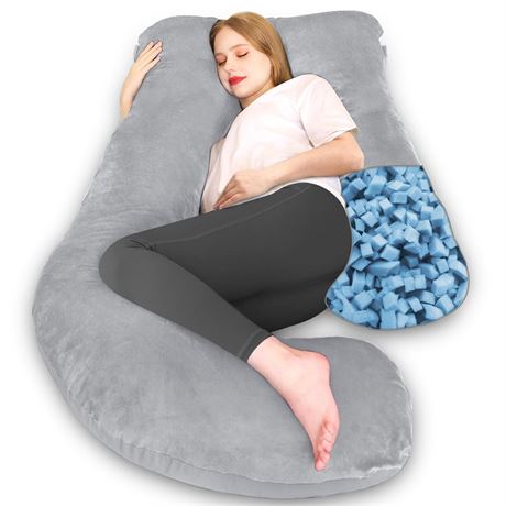 Chilling Home Memory Foam Pregnancy Pillow, J Shape Pregnancy Pillows for