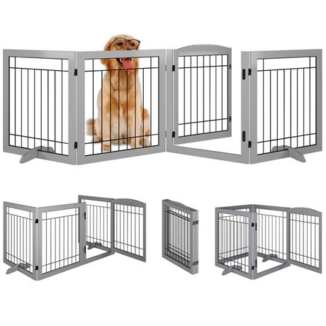 Vantas Folding Pet Gate 96" Wide, 30" Tall No-Assembly Wooden Dog Gate with