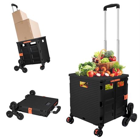 Felicon Selorss Folding Utility Cart Portable Rolling Crate Handcart With Stair