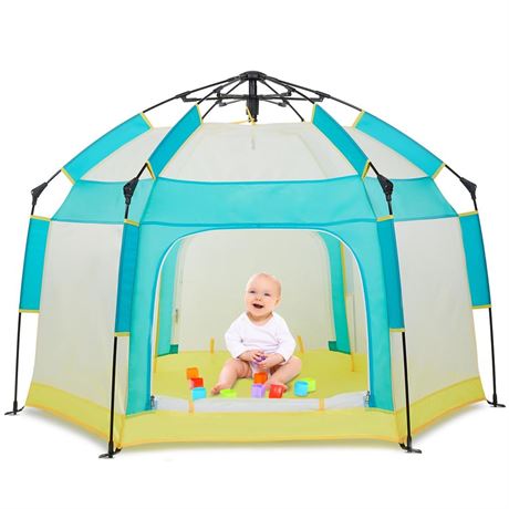 Baby Playpen with Canopy, Portable Baby Beach Tent, Toddler Play Yard Indoor