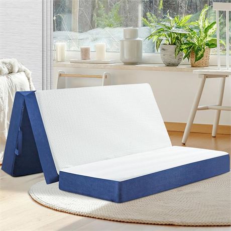 CYMULA Folding Mattress Full Size,4 inch Memory Foam Tri Fold Mattress,Portable