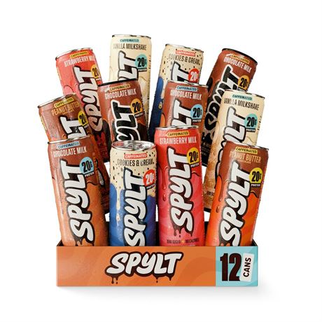 Spylt High Protein Milk - 6 Flavor Variety Pack with 60mg Caffeine & 20g