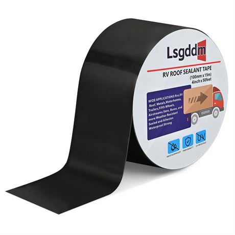 RV Roof Tape, 4 Inch × 50 Feet RV Roof Sealant Tape Black, RV Sealant Tape for