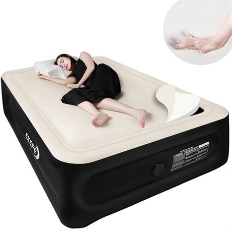 Silk Foam Air Mattress Queen with Built in Wireless Pump, 18 inches Luxury