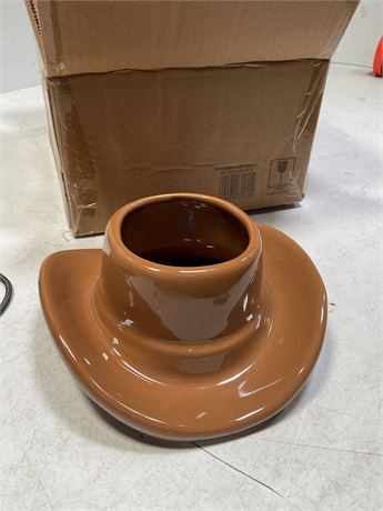 Mainstays 6.8  X 7.1  X 3.2  Round Brown Ceramic Cowboy Hat Planter
