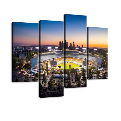 Los Angeles City Skyline with Stadium Canvas Wall Art Hanging Paintings Modern