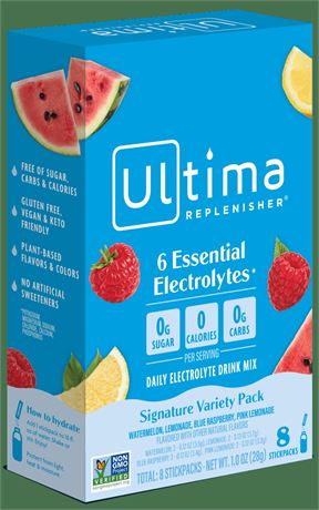 Ultima Replenisher, Signature Variety Pack, 8 Count, Electrolyte Supplement
