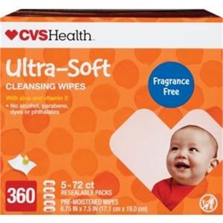 CVS Health Ultra-Soft Cleansing Wipes, Unscented, 96 CT, 4 Pack