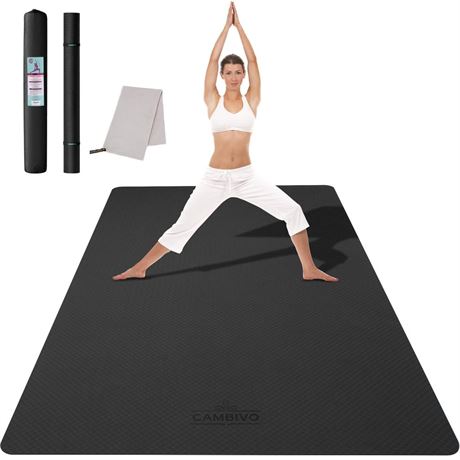 CAMBIVO Large Yoga Mat (6'x 4'), Extra Wide Workout Mat for Men and Women, Yoga