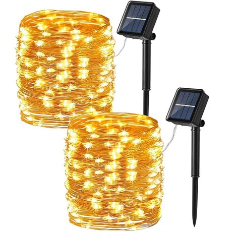 2 Pack Solar String Lights, LED Outdoor Waterproof LED Solar String Lights for