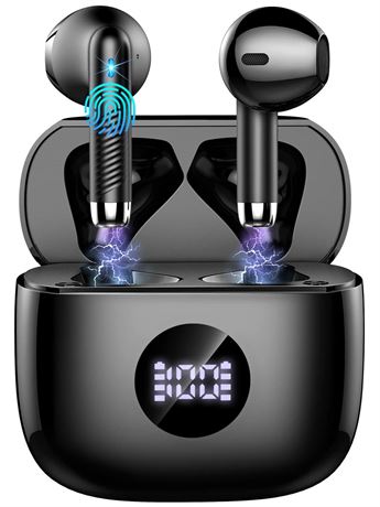 Wireless Earbuds, Bluetooth 5.3 Ear Buds LED Power Display Headphones Bass
