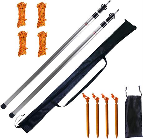 Orgrimmar Adjustable Tarp Poles Set of 2 Telescoping Aluminum Rods Portable