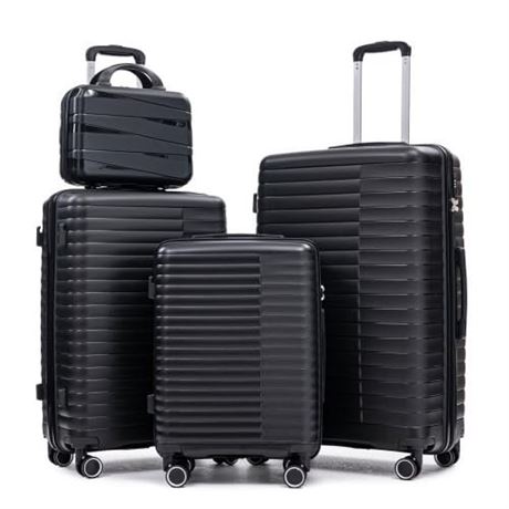 4-Piece PP Luggage Set with Universal Wheels, Carry-on Suitcase, Iron