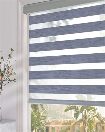 Persilux Blackout Zebra Roller Blinds (34" W X 72" H, Dark Grey) Dual Layer