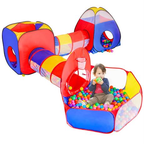 3pc Kids Play Tent for Toddler with 1 Baby Ball Pits, 2 Baby Crawl Tunnels, 2