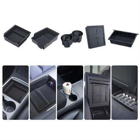 Center Console Organizer Tray 5PCS for Tesla Model Y Accessories 2024-2020(Not