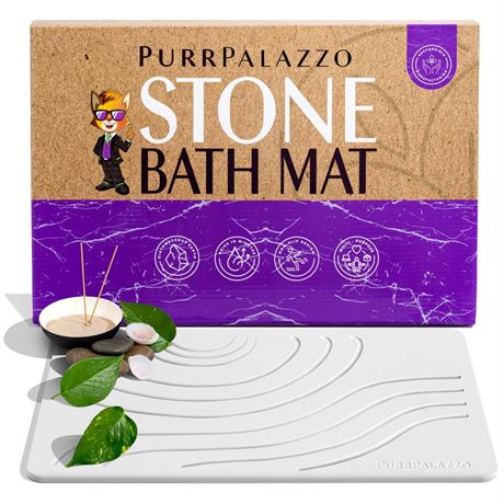 Premium Bath Stone Mat with Stone Caddy, Stone Drying Tray, Super Absorbent Non