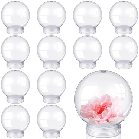 12 Pieces DIY Clear Plastic Water Globe Snow Globe 5 Inch Clear Snow Globe with