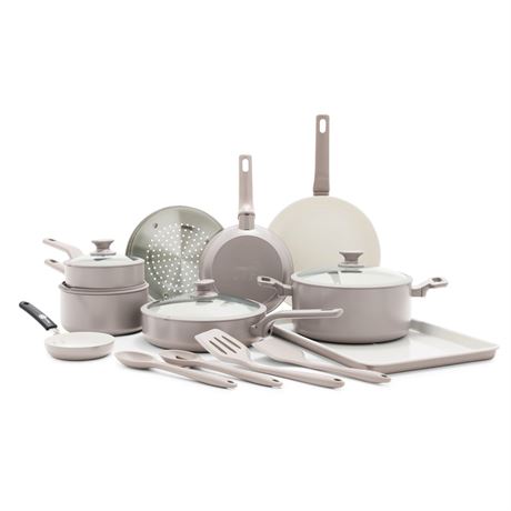 GreenPan Essence 17-Piece Ceramic Nonstick Cookware – Toxin-Free, Dishwasher &