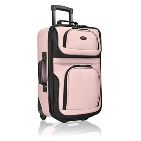 U.S. Traveler Lightweight Softside Suitcase  Rolling 20 Carry on Luggage  Pink