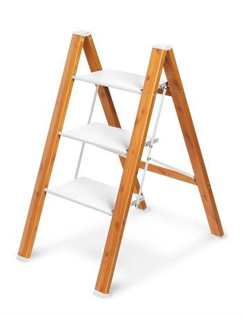 3 Step Ladder, Lightweight Portable Folding Step Stool with Anti-Slip Sturdy