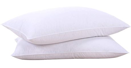 puredown® Goose Feathers and Down White Pillows with 100% Cotton Cover, Bed