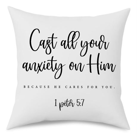 Motivational Christian Throw Pillow Covers 18x18 Encouraging Scripture