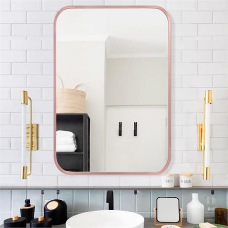 Wall Mirror for Bathroom Metal Brushed Framed Rectangular Decorative Hanging