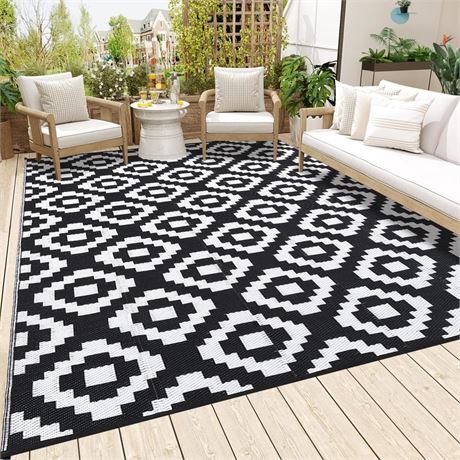 WESTLOOM Outdoor Area Rug Washable Rug Plastic Straw Rug Waterproof Rug