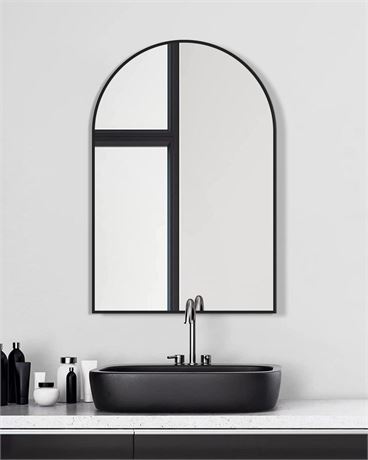 TinyTimes 20"x30" Arched Wall Mirror, Vanity Mirror, with Metal Frame, for