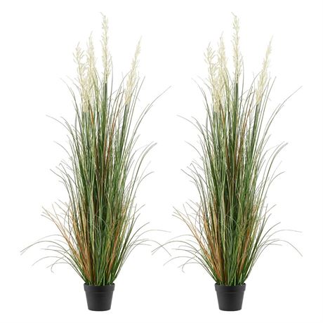 VEVOR Artificial Grass Plant, 2 Pack 59 inch Faux Reed Flower Grass in Pot,