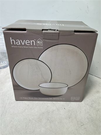 Macy's Haven 11 piece Black Rim dinnerware set